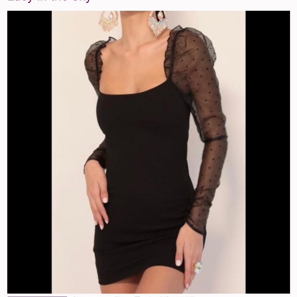Lucy in the Sky Elegant Black Sheer Sleeve Dress